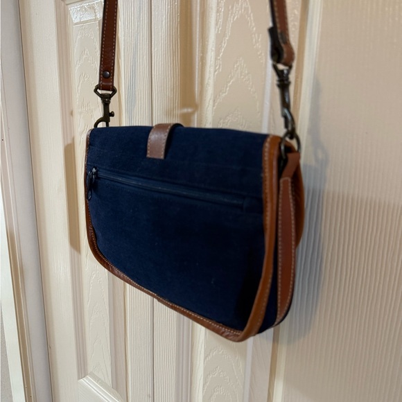Pappagallo Blue Navy Canvas Crossbody Shoulder Bag - Picture 7 of 10